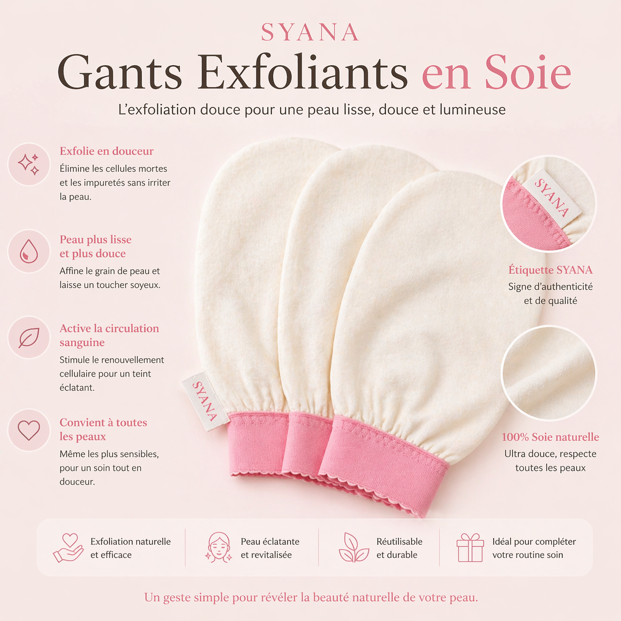 Gant Exfoliant en Soie – Peau Douce & Éclat Naturel