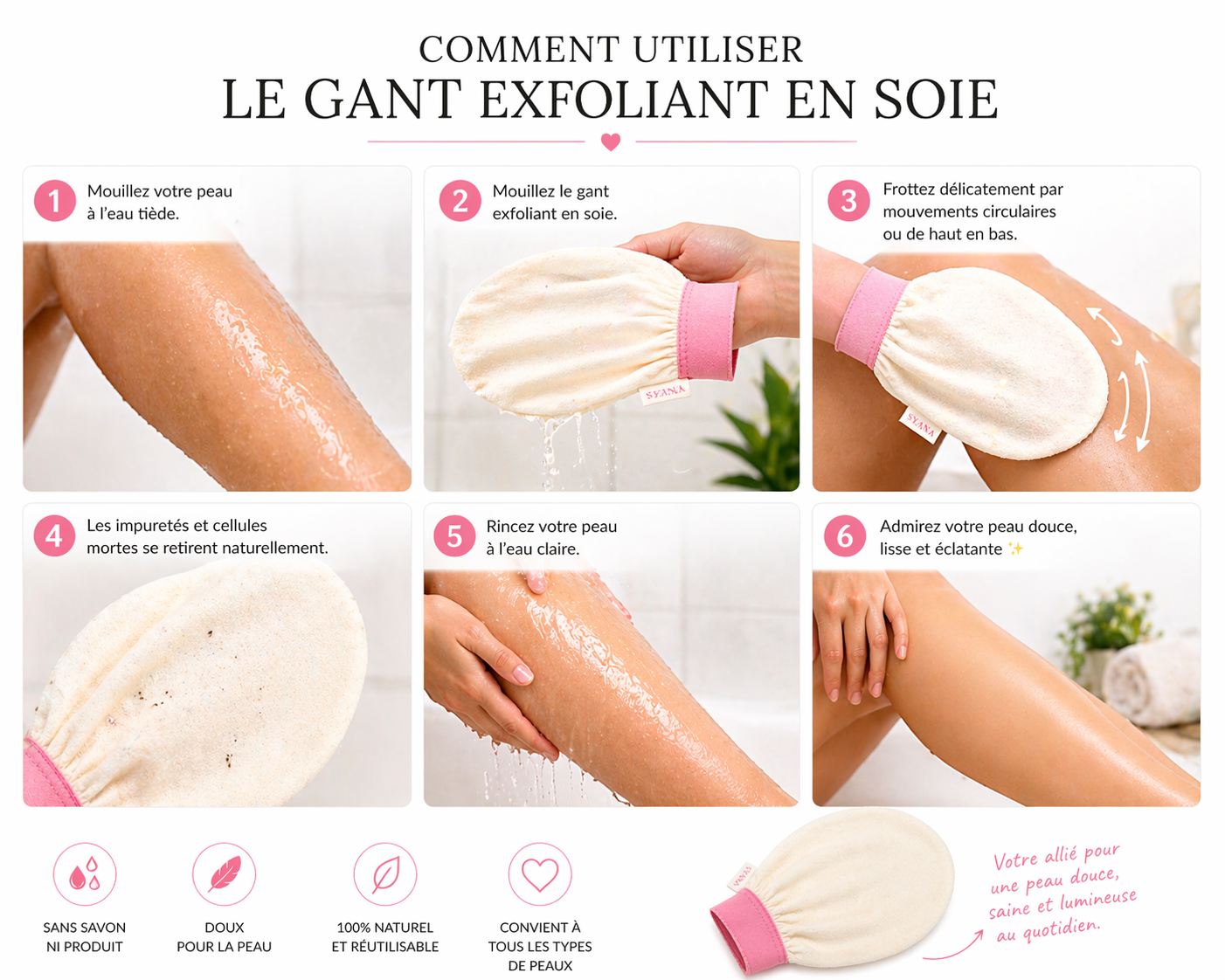 Gant Exfoliant en Soie – Peau Douce & Éclat Naturel